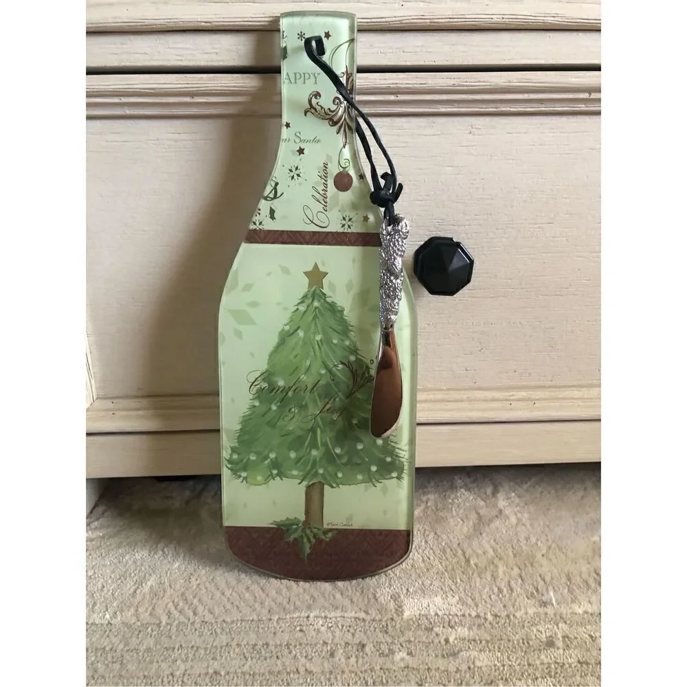 Vintage Terri Conrad Comfort & Joy  Glass Cheese Board